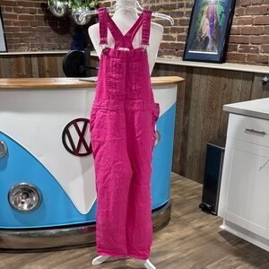 Pink linen overalls, medium